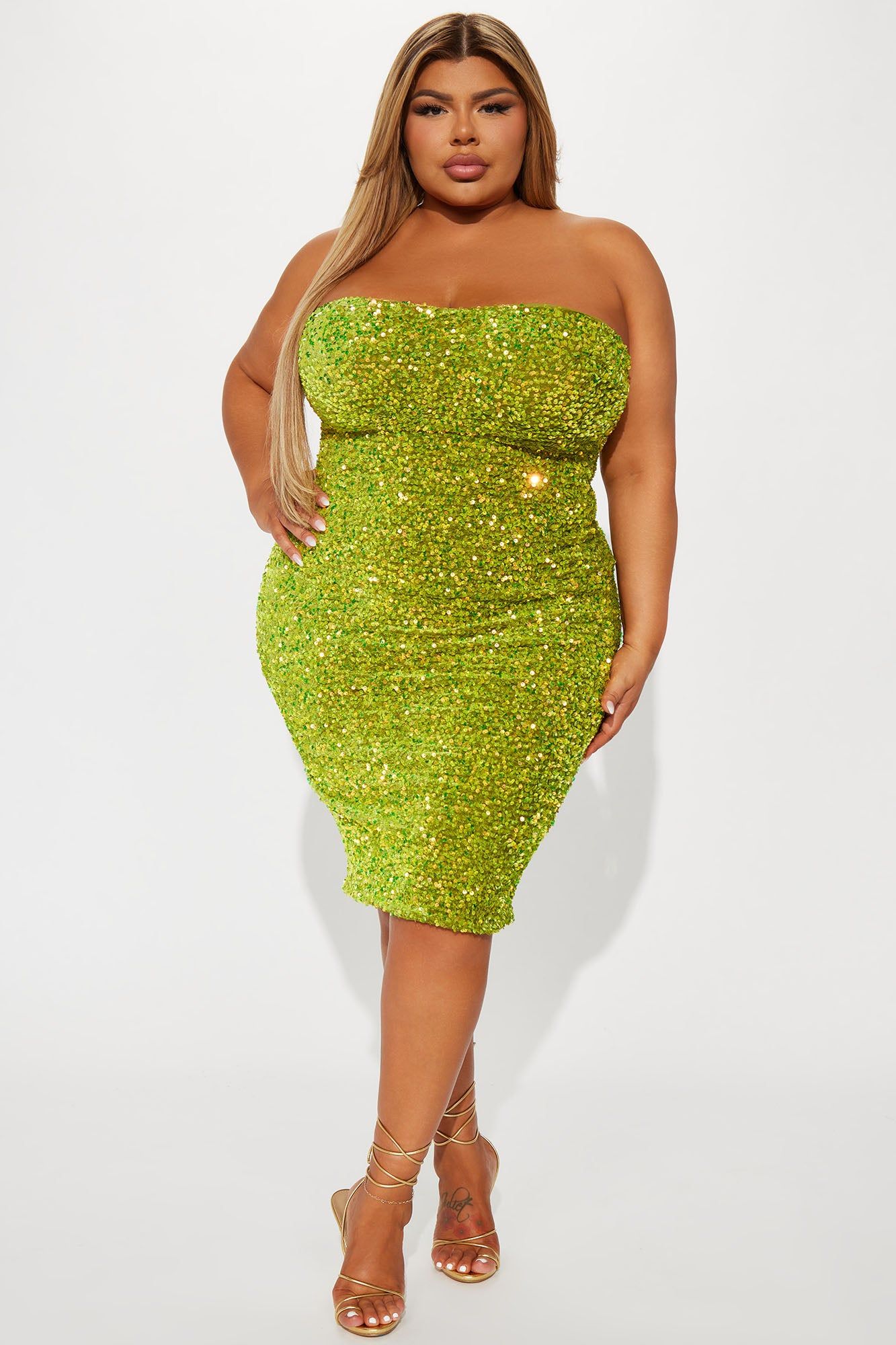 Dublin Sequin Midi Dress - Chartreuse sold by Fashion Nova product image thumbnail 4