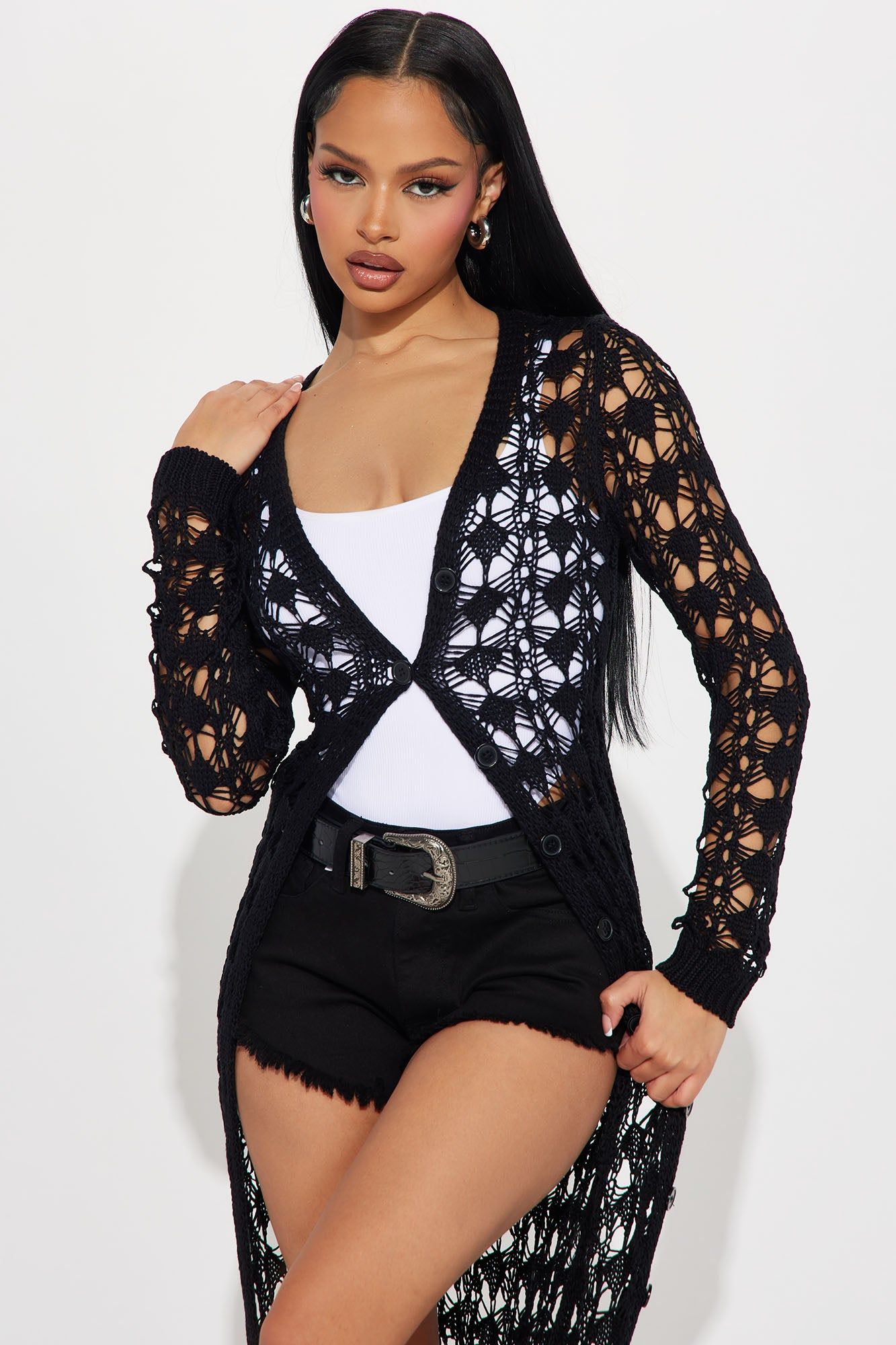 Somewhere Tropical Crochet Cardigan - Black sold by Fashion Nova product image thumbnail 2