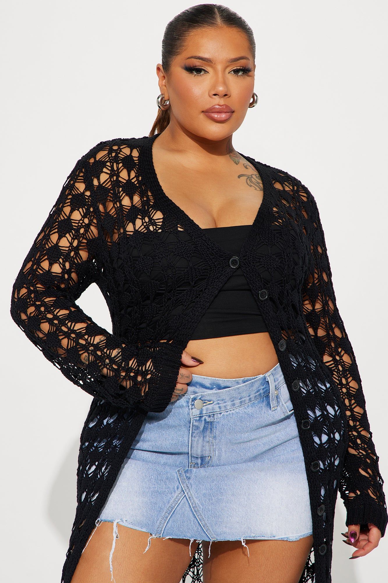 Somewhere Tropical Crochet Cardigan - Black sold by Fashion Nova product image thumbnail 5