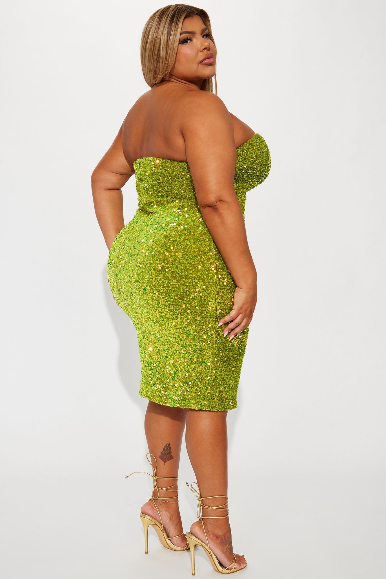 Dublin Sequin Midi Dress - Chartreuse sold by Fashion Nova product image thumbnail 6