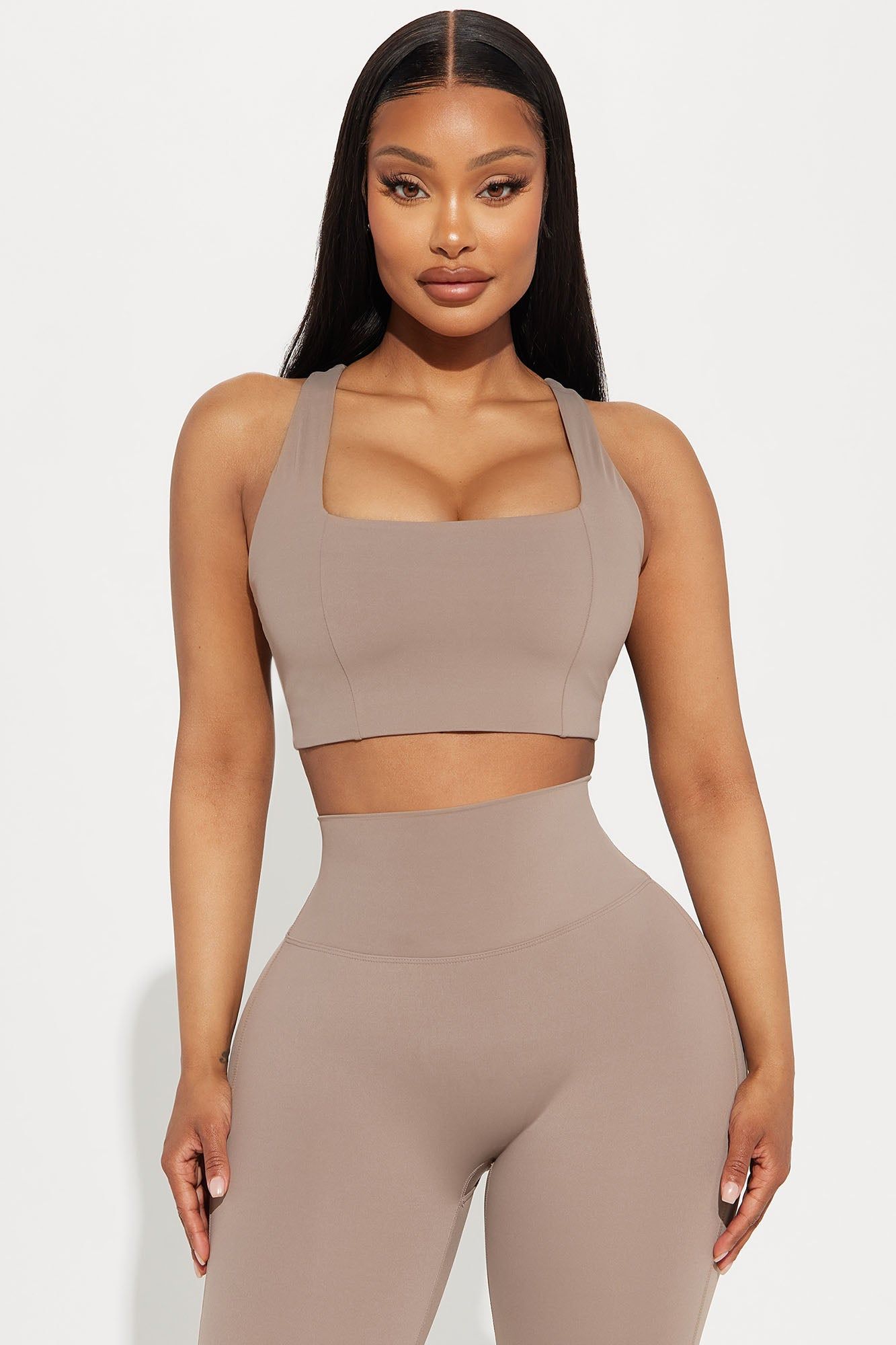 All The Gains Sports Bra - Taupe sold by Fashion Nova