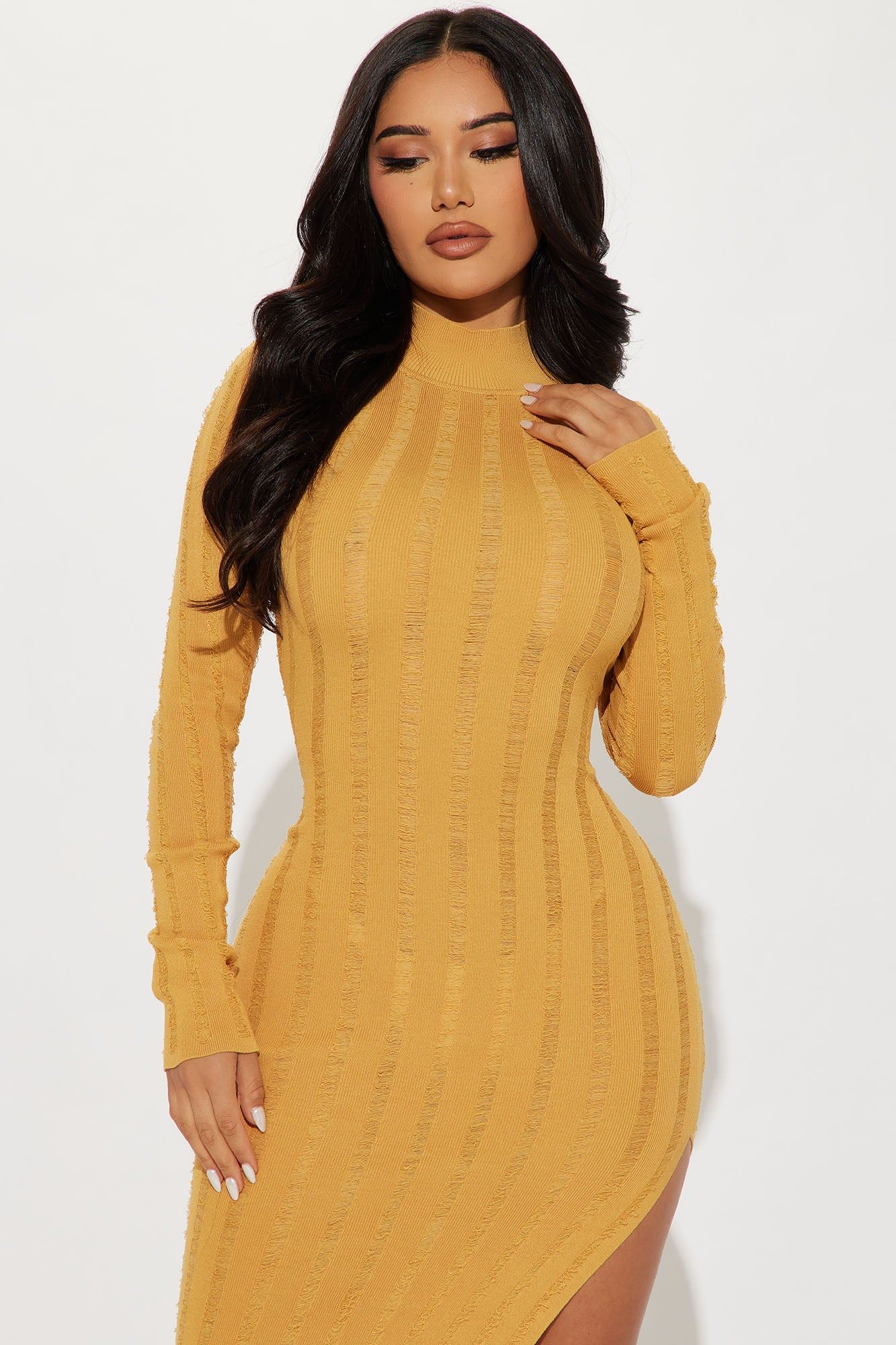 Kayla Sweater Maxi Dress - Mustard sold by Fashion Nova product image thumbnail 2
