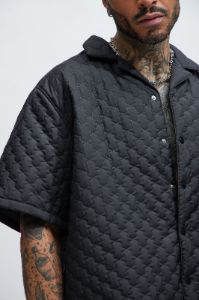Hudson Quilted Nylon Shirt - Black sold by Fashion Nova
