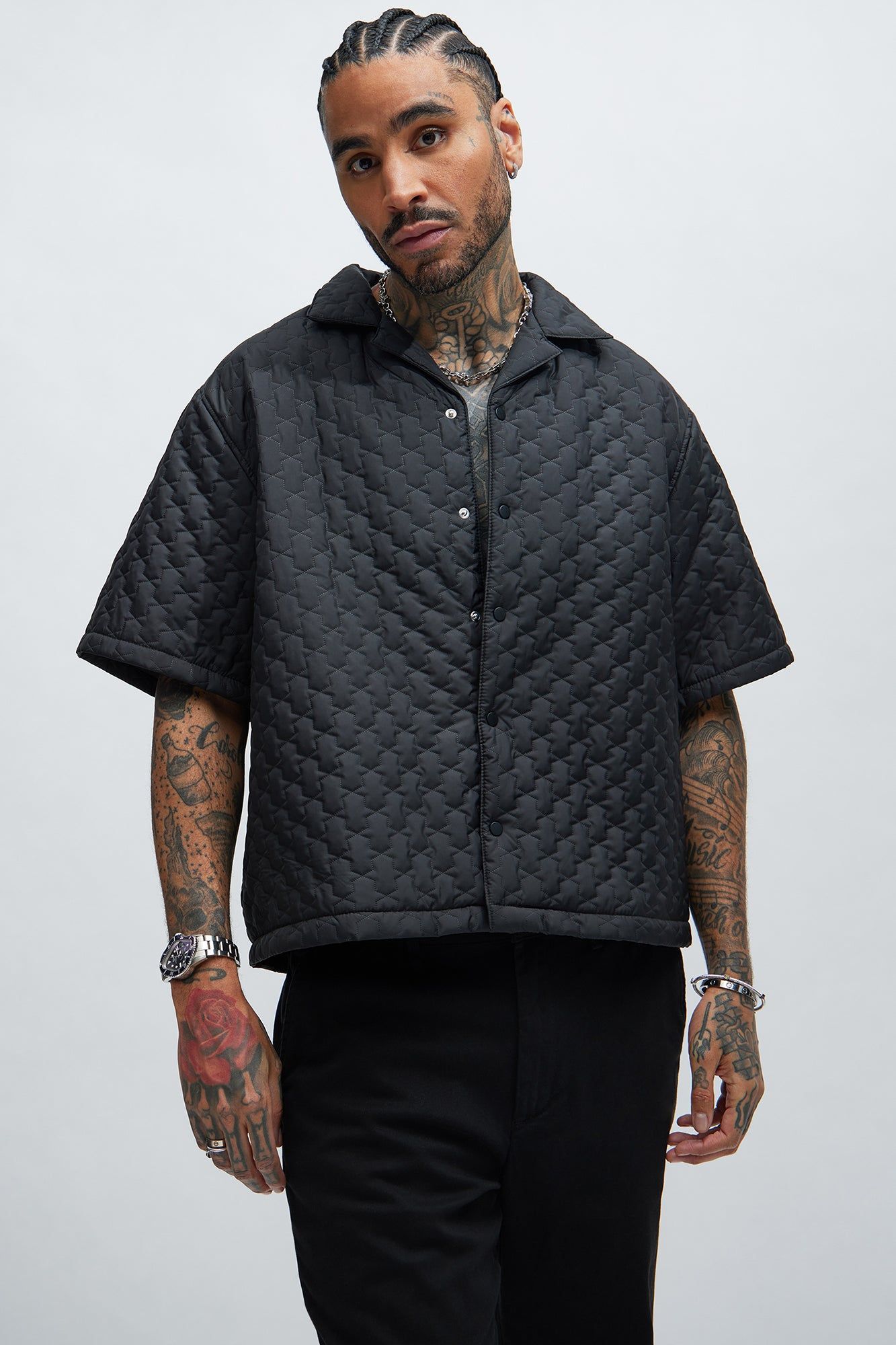 Hudson Quilted Nylon Shirt - Black sold by Fashion Nova