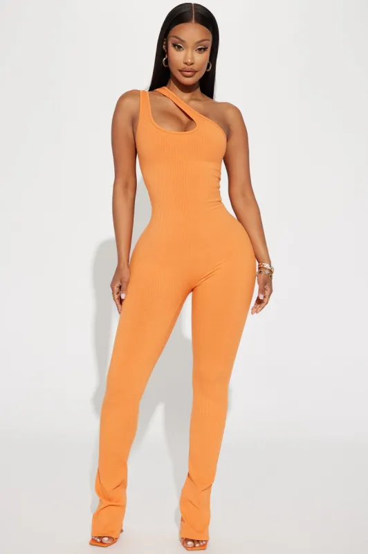 Khloe Snatched Jumpsuit - Tangerine sold by Fashion Nova