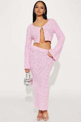 Shanelle Sweater Skirt Set - Pink sold by Fashion Nova