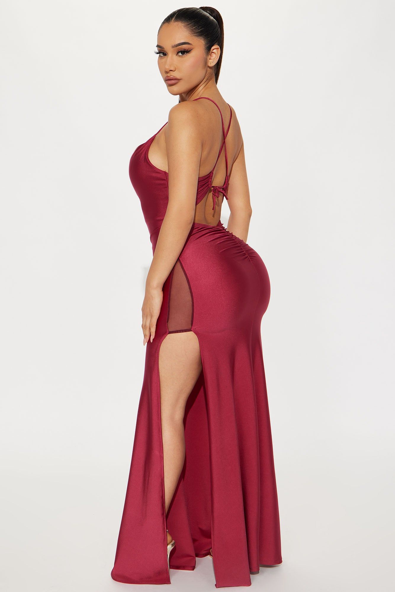 Liana Satin Maxi Dress - Wine sold by Fashion Nova product image thumbnail 3