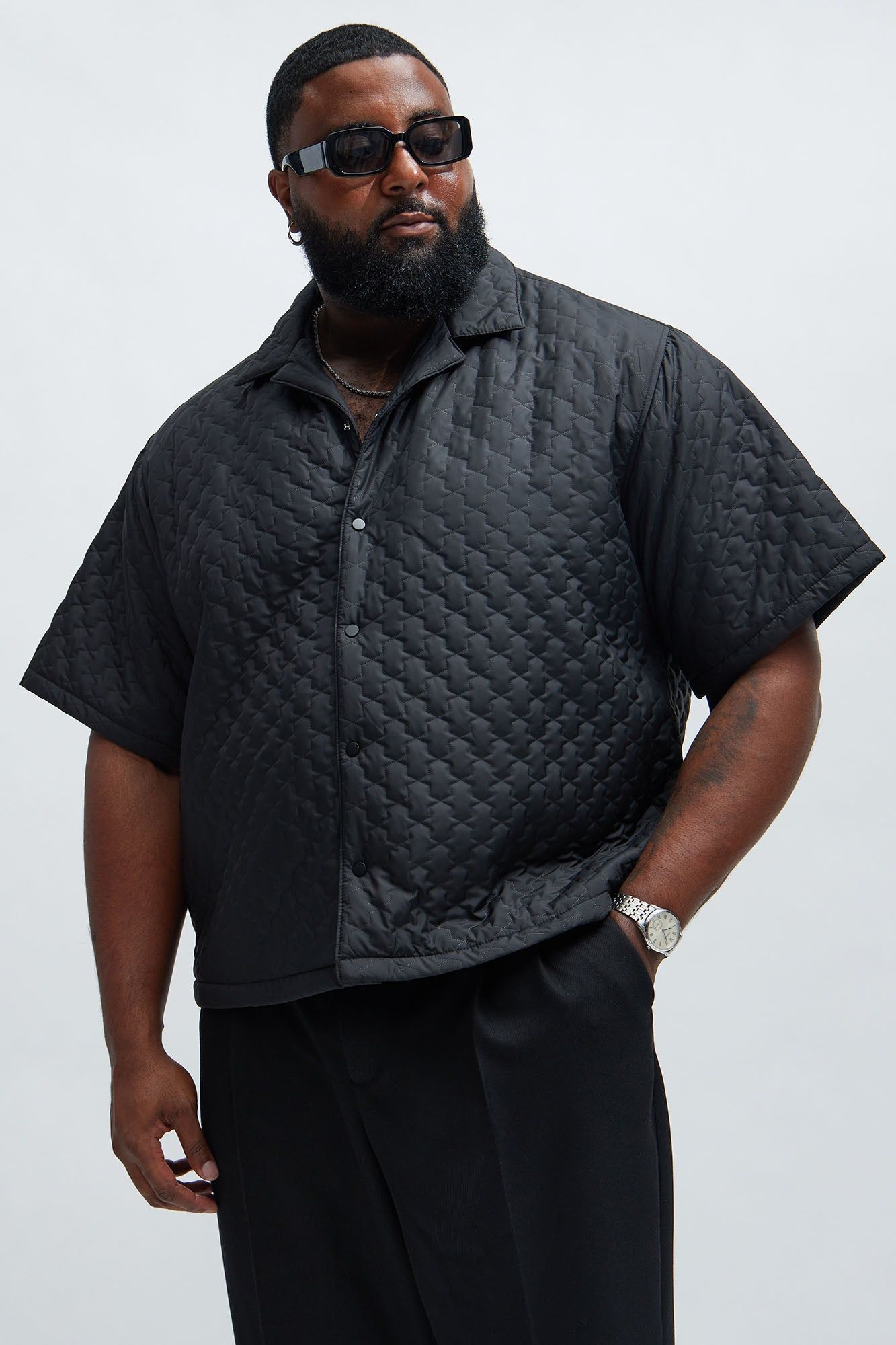 Hudson Quilted Nylon Shirt - Black sold by Fashion Nova product image thumbnail 5