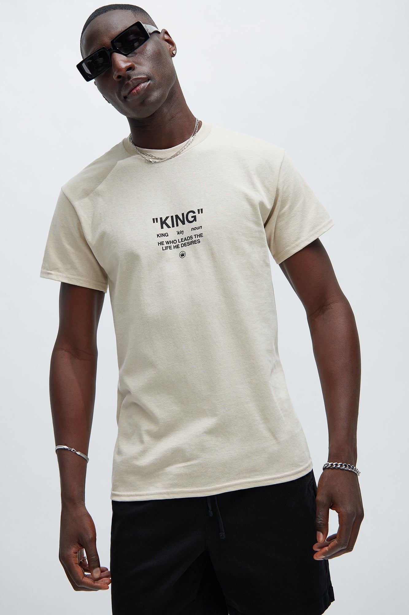 King Lifestyle Short Sleeve Tee - Sand sold by Fashion Nova