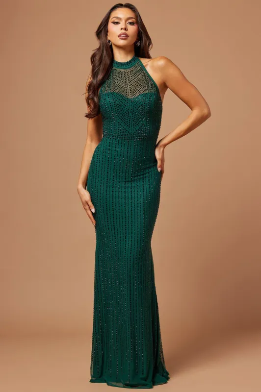 Zoe Embellished Gown - Hunter sold by Fashion Nova