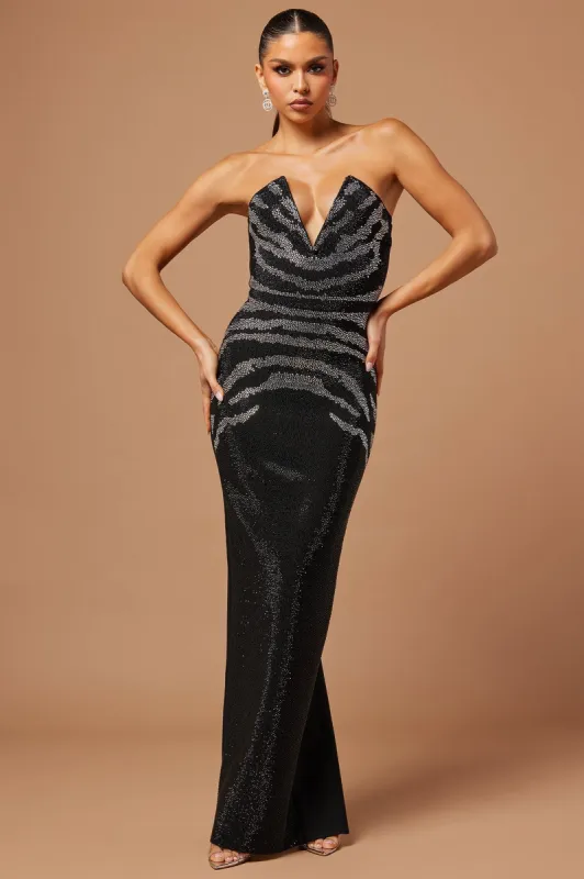 Clarissa Embellished Bandage Maxi Dress - Black sold by Fashion Nova