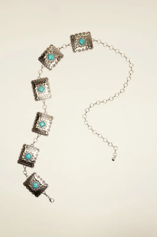 Desert Oasis Belt - Silver/Blue sold by Fashion Nova