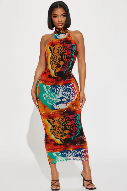 Safari Nights Mesh Maxi Dress - Multi Color sold by Fashion Nova