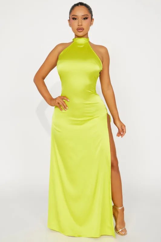 Living Lux Satin Maxi Dress - Lime sold by Fashion Nova