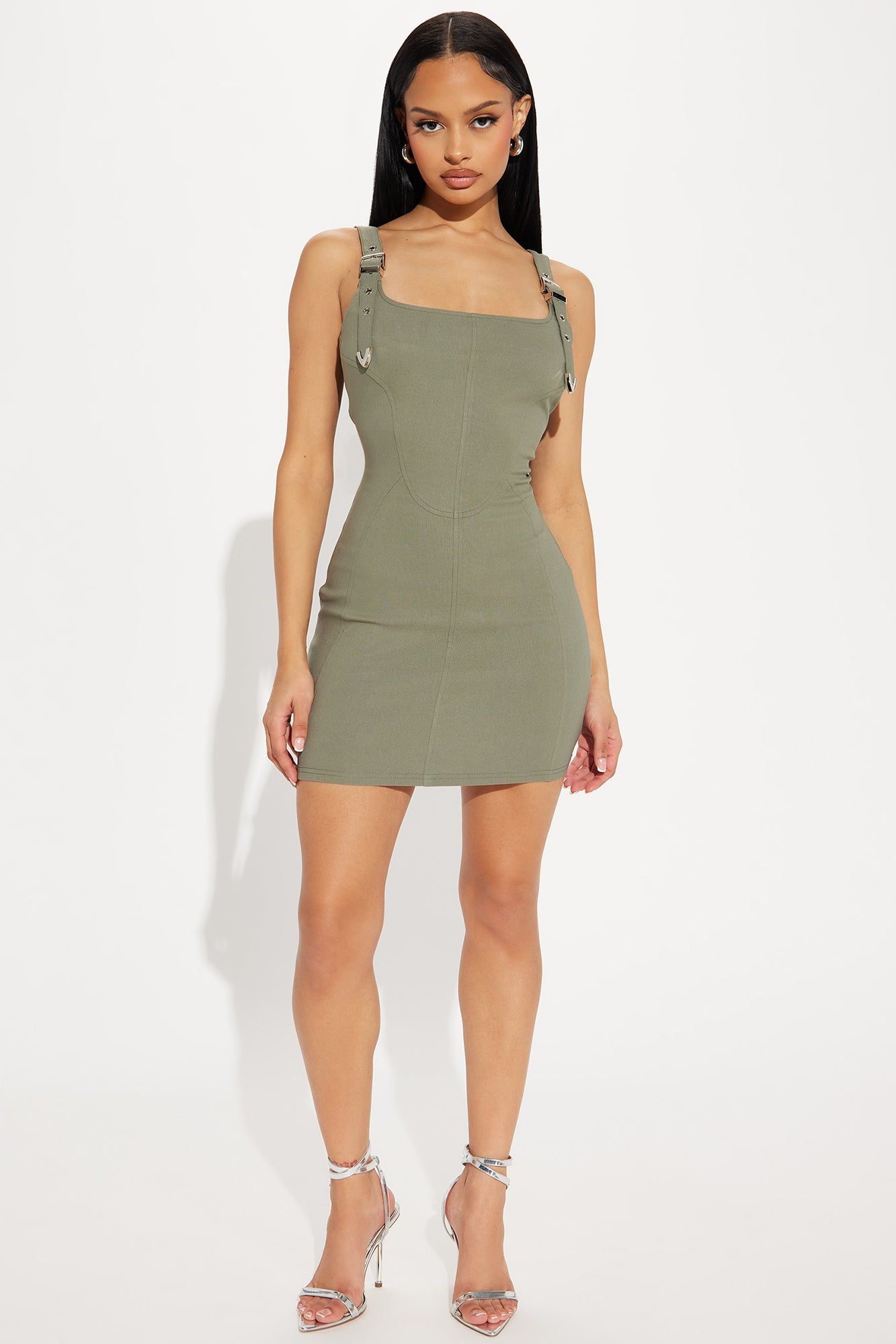 Buckle In Micro Mini Dress - Olive sold by Fashion Nova product image thumbnail 2