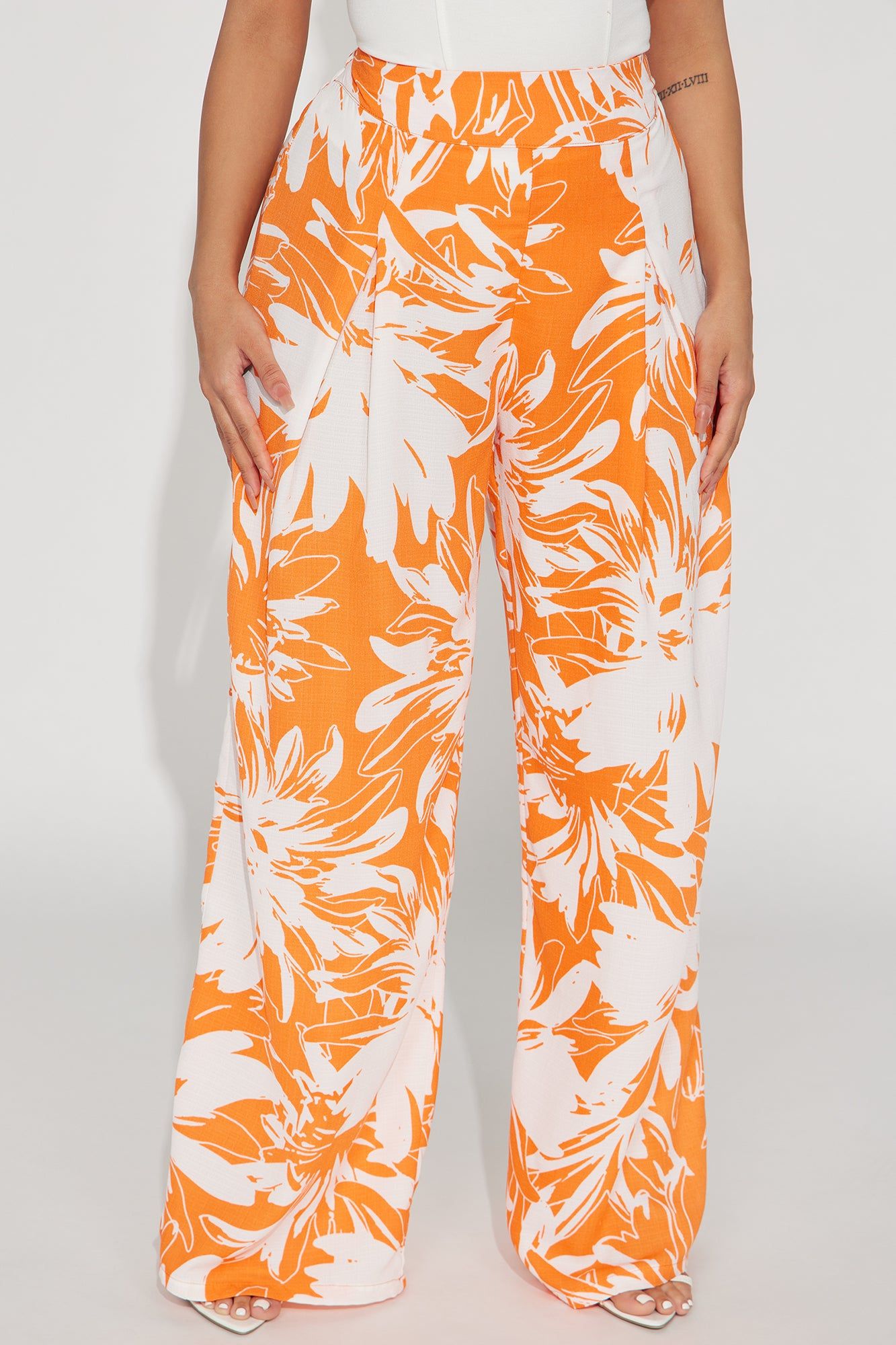 Just A Minute Linen Wide Leg Pant - Orange/combo sold by Fashion Nova product image thumbnail 2