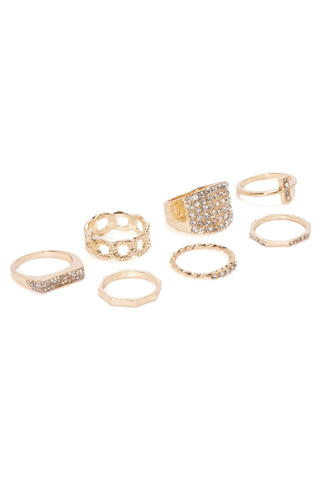 My Go To 7 Piece Ring Set - Gold sold by Fashion Nova