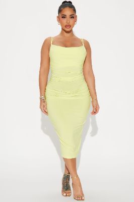 Jen Midi Dress - Yellow sold by Fashion Nova