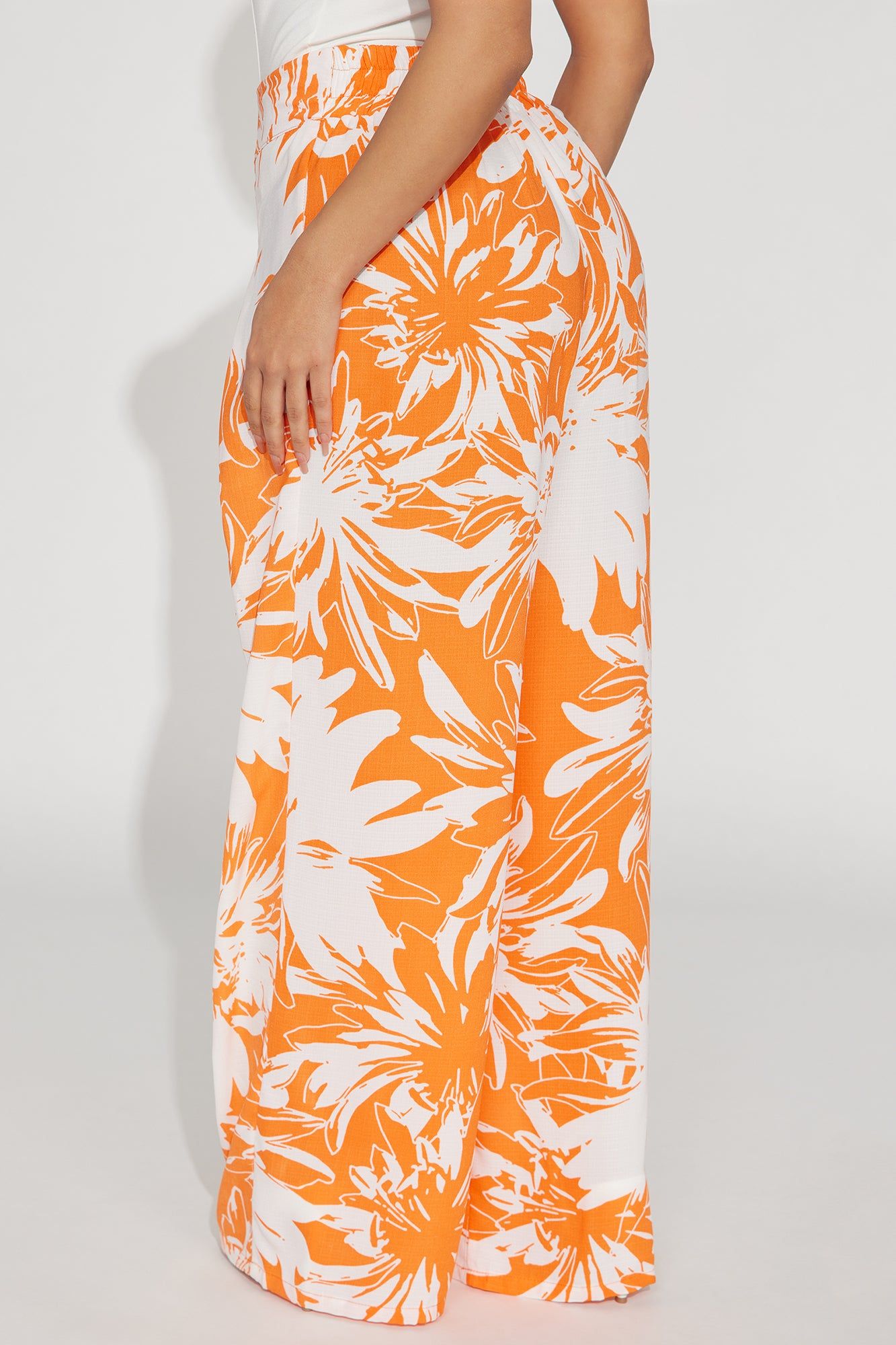 Just A Minute Linen Wide Leg Pant - Orange/combo sold by Fashion Nova product image thumbnail 3