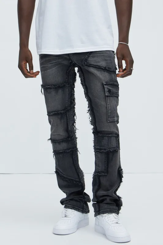 Pull Up To The Scene Skinny Flare Jeans - Black Wash sold by Fashion Nova