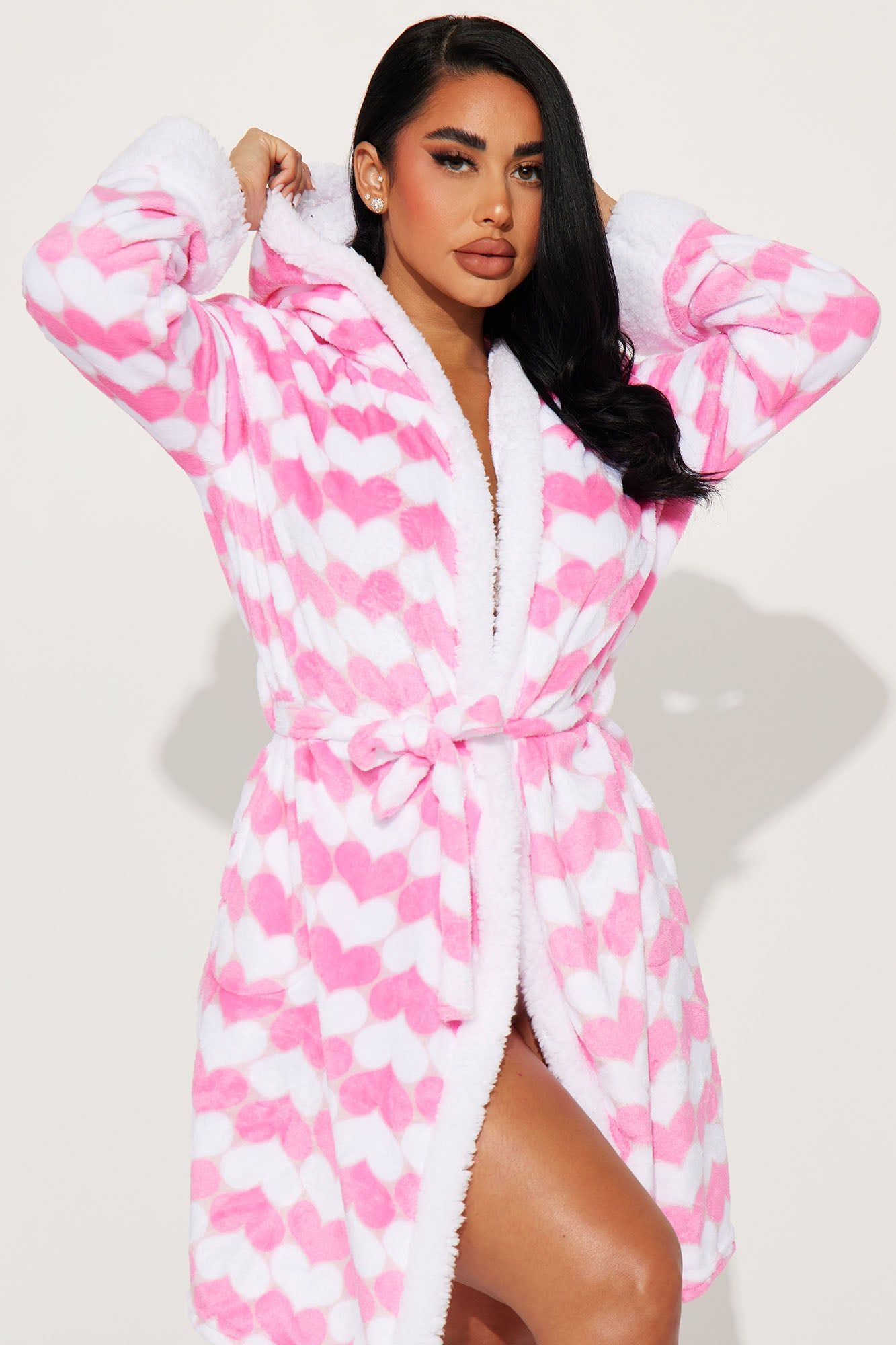 Cozy Love Plush PJ Robe - Pink/combo sold by Fashion Nova product image thumbnail 2