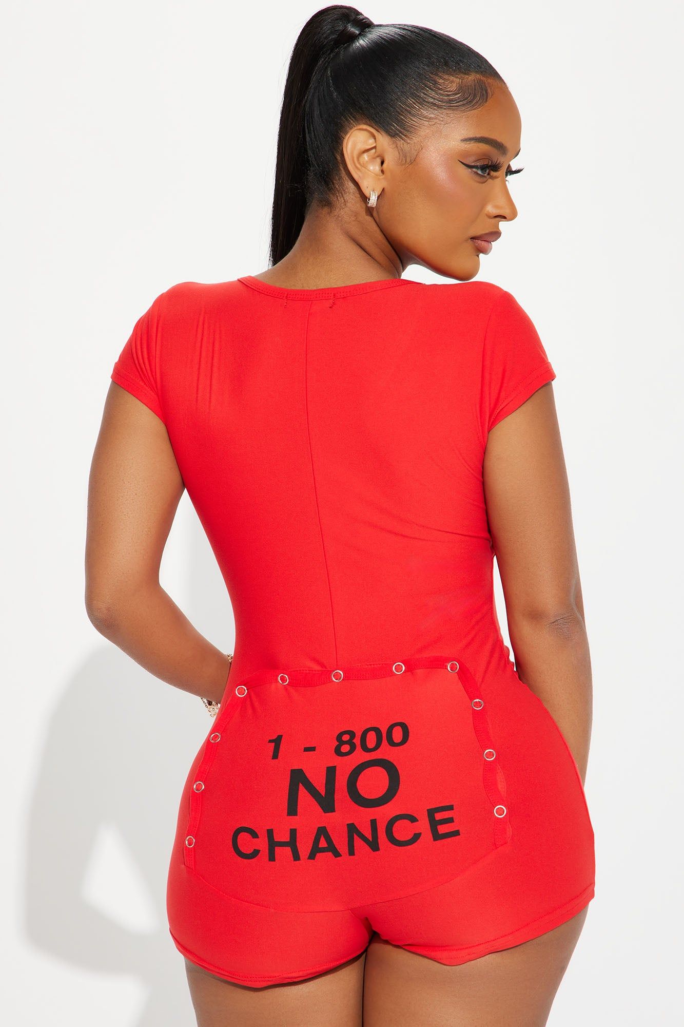 No Chance PJ Romper Onesie - Red sold by Fashion Nova