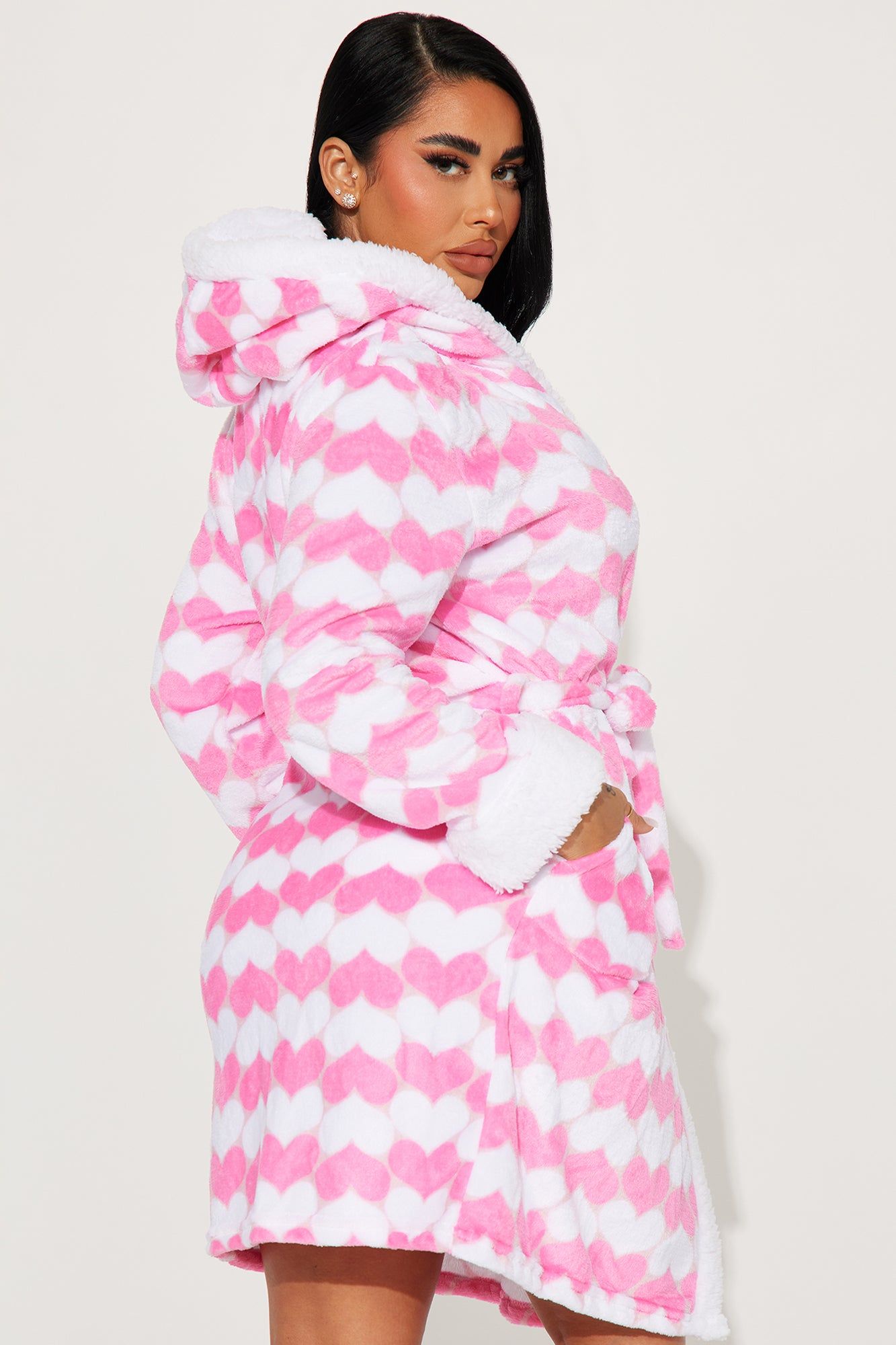 Cozy Love Plush PJ Robe - Pink/combo sold by Fashion Nova product image thumbnail 3