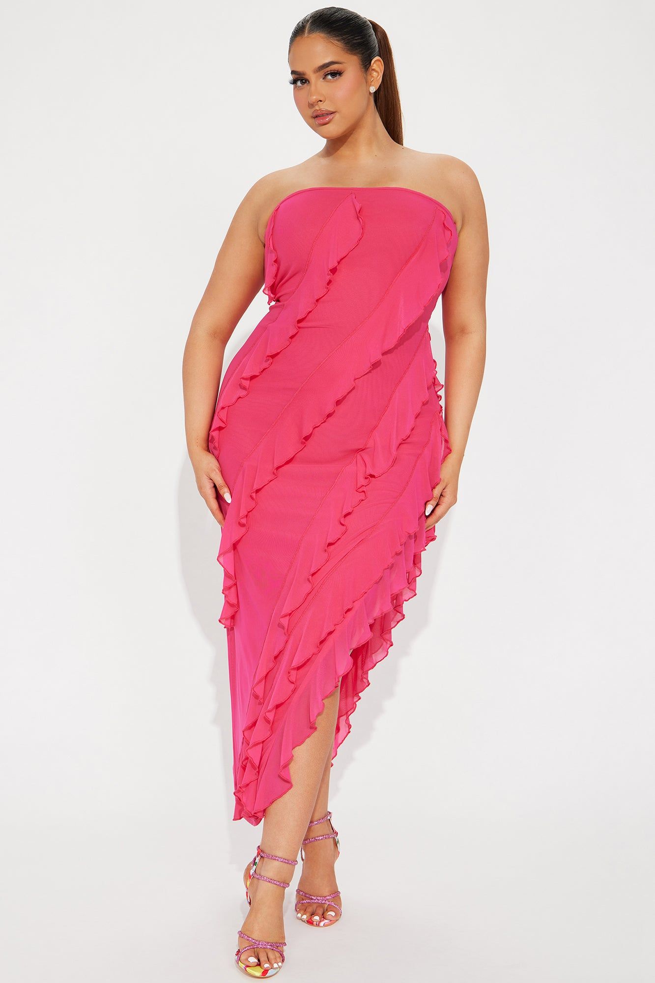 Ivana Mesh Midi Dress - Hot Pink sold by Fashion Nova product image thumbnail 4