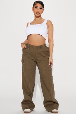 Nice to Meet You Cargo Pant - Olive sold by Fashion Nova