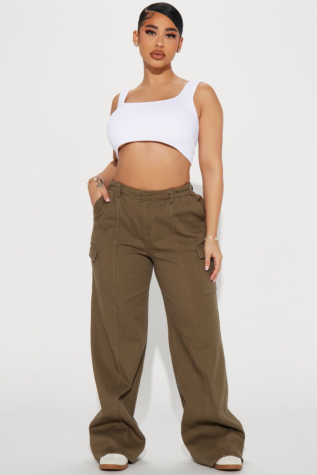 Nice to Meet You Cargo Pant - Olive sold by Fashion Nova