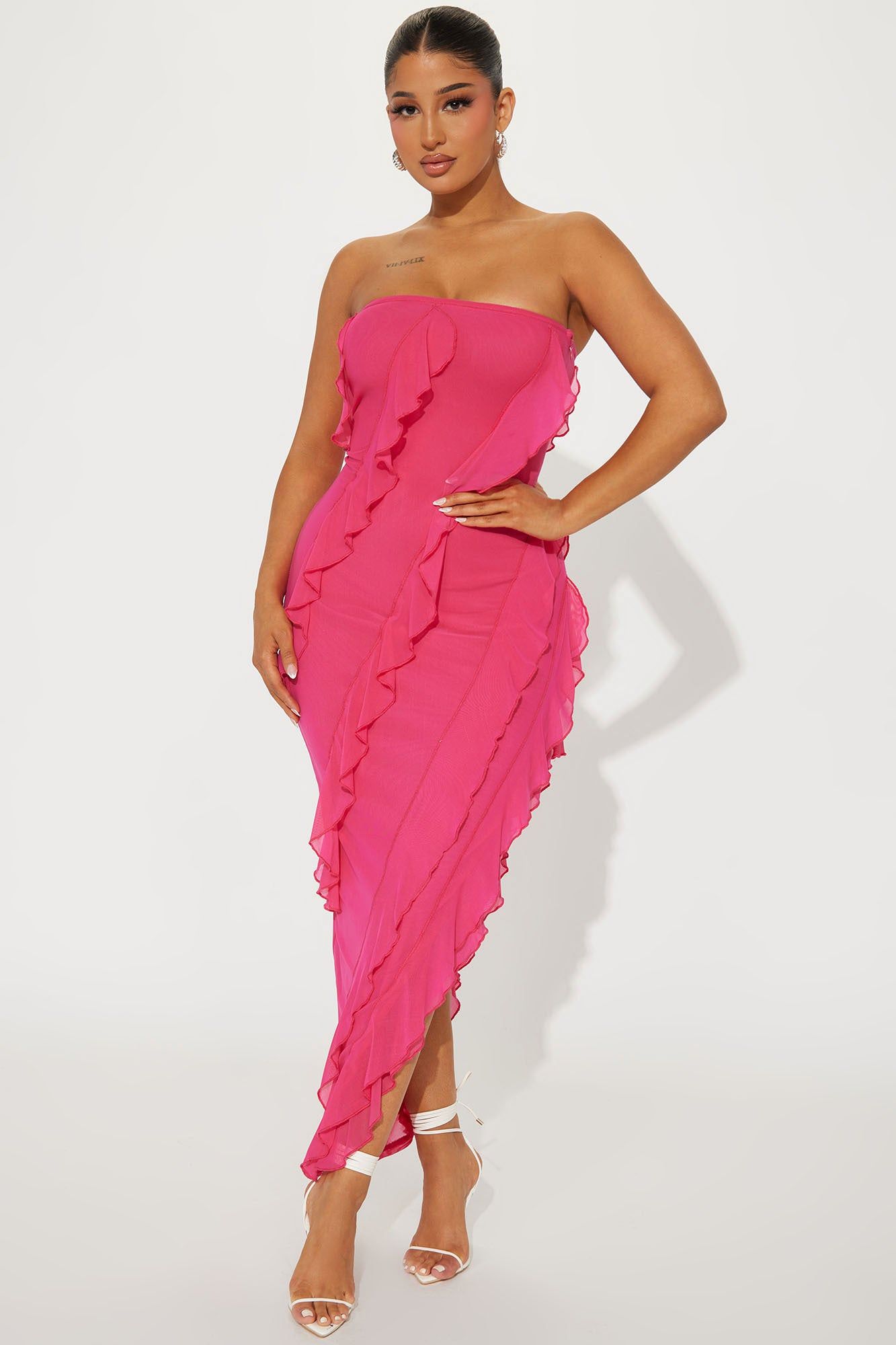 Ivana Mesh Midi Dress - Hot Pink sold by Fashion Nova