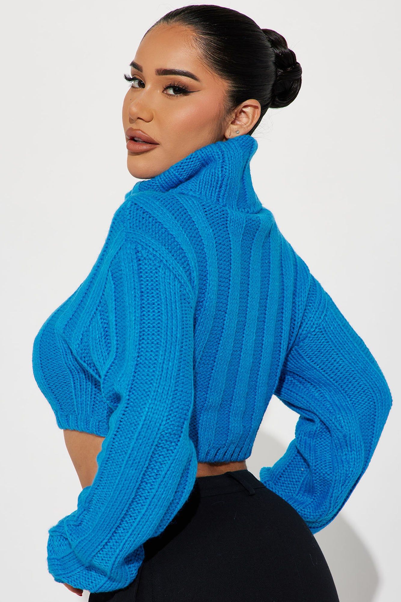 Catching Attention Turtleneck Sweater - Blue sold by Fashion Nova product image thumbnail 3