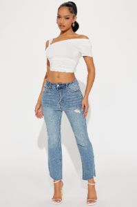 Quite Alright Stretch Cropped Flare Jeans - Medium Wash sold by Fashion Nova
