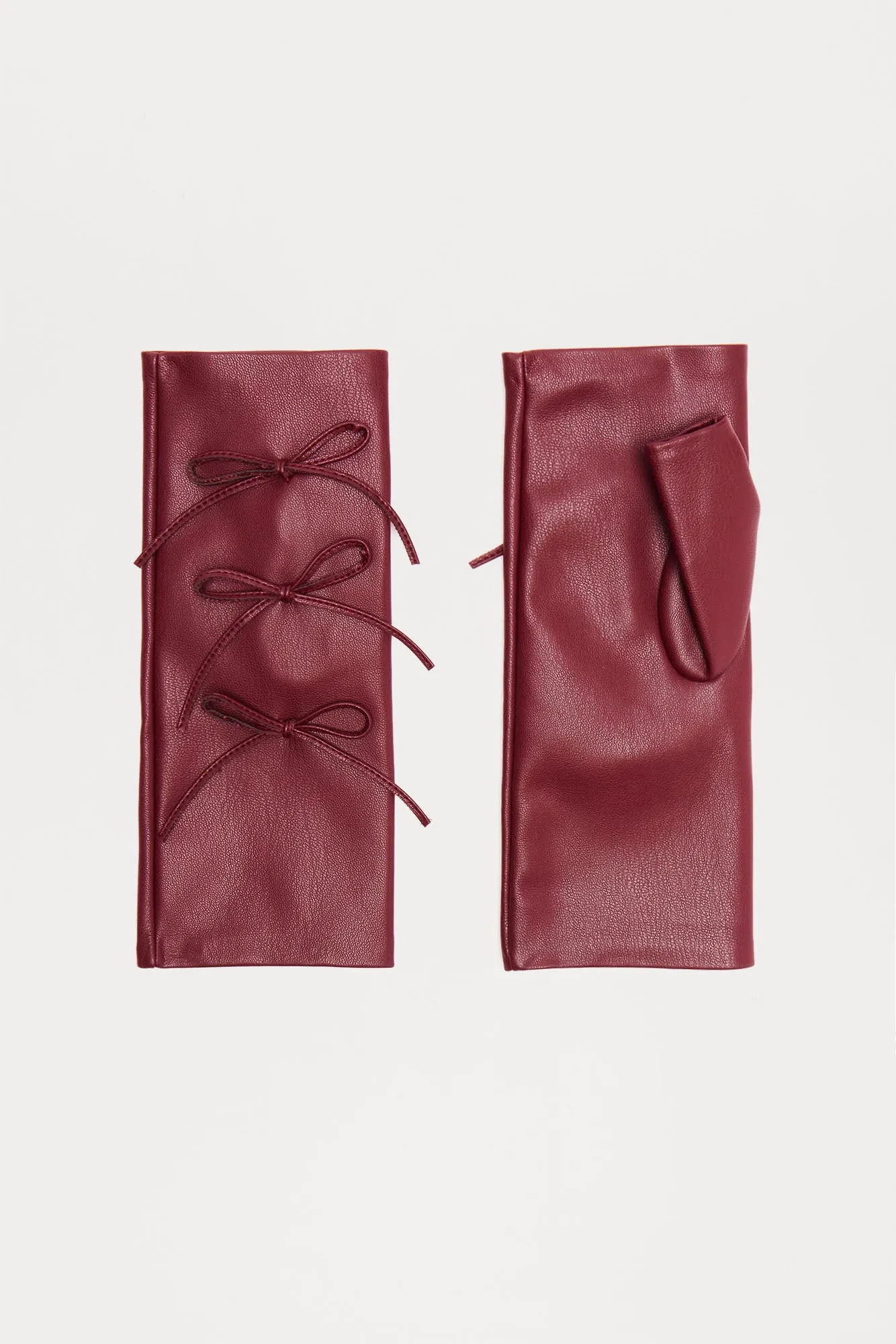 Keep It Short And Sweet Fingerless Gloves - Burgundy sold by Fashion Nova