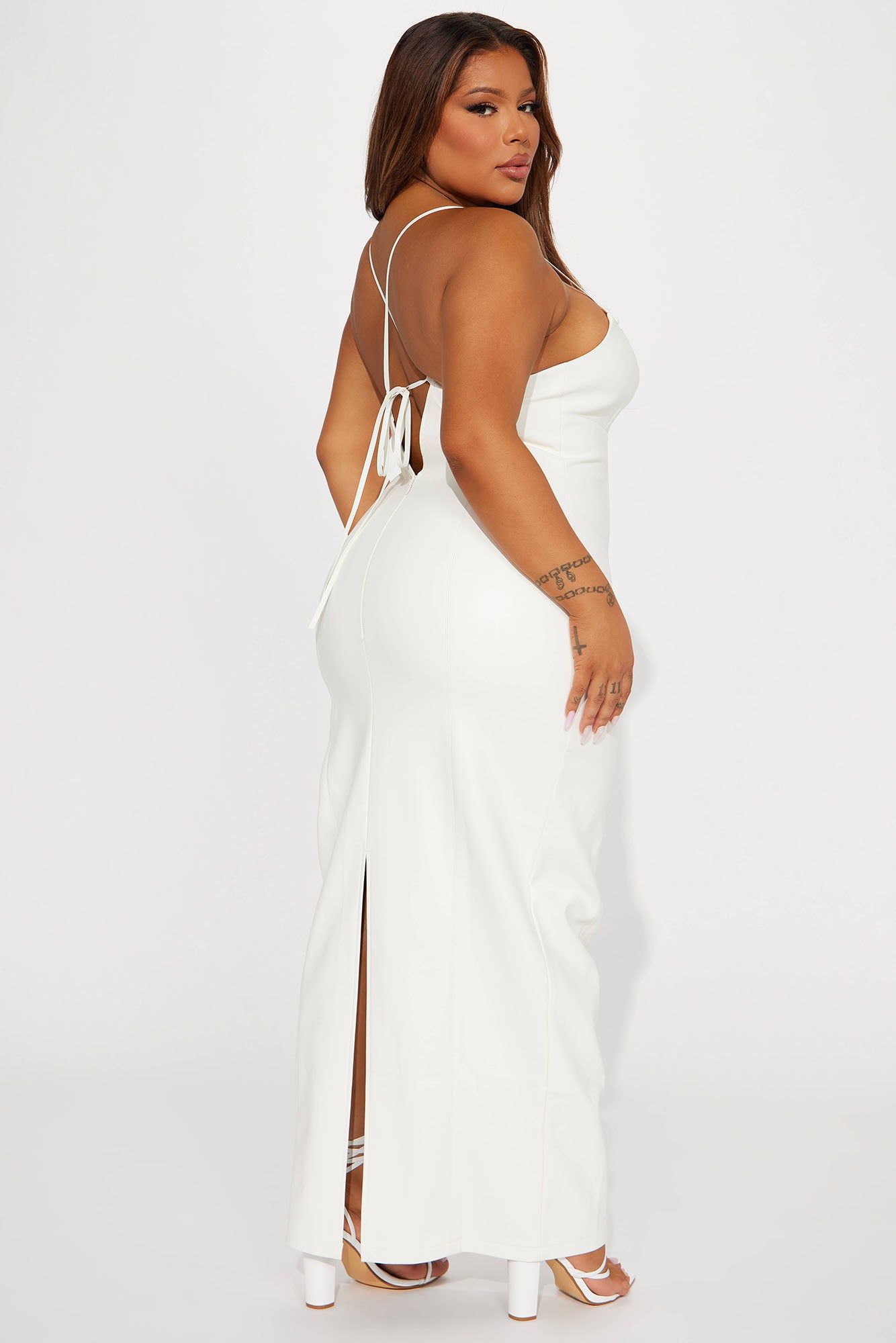 Lydia Faux Leather Maxi Dress - White sold by Fashion Nova product image thumbnail 7