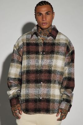 Northstar Textured Shacket - Brown/combo sold by Fashion Nova