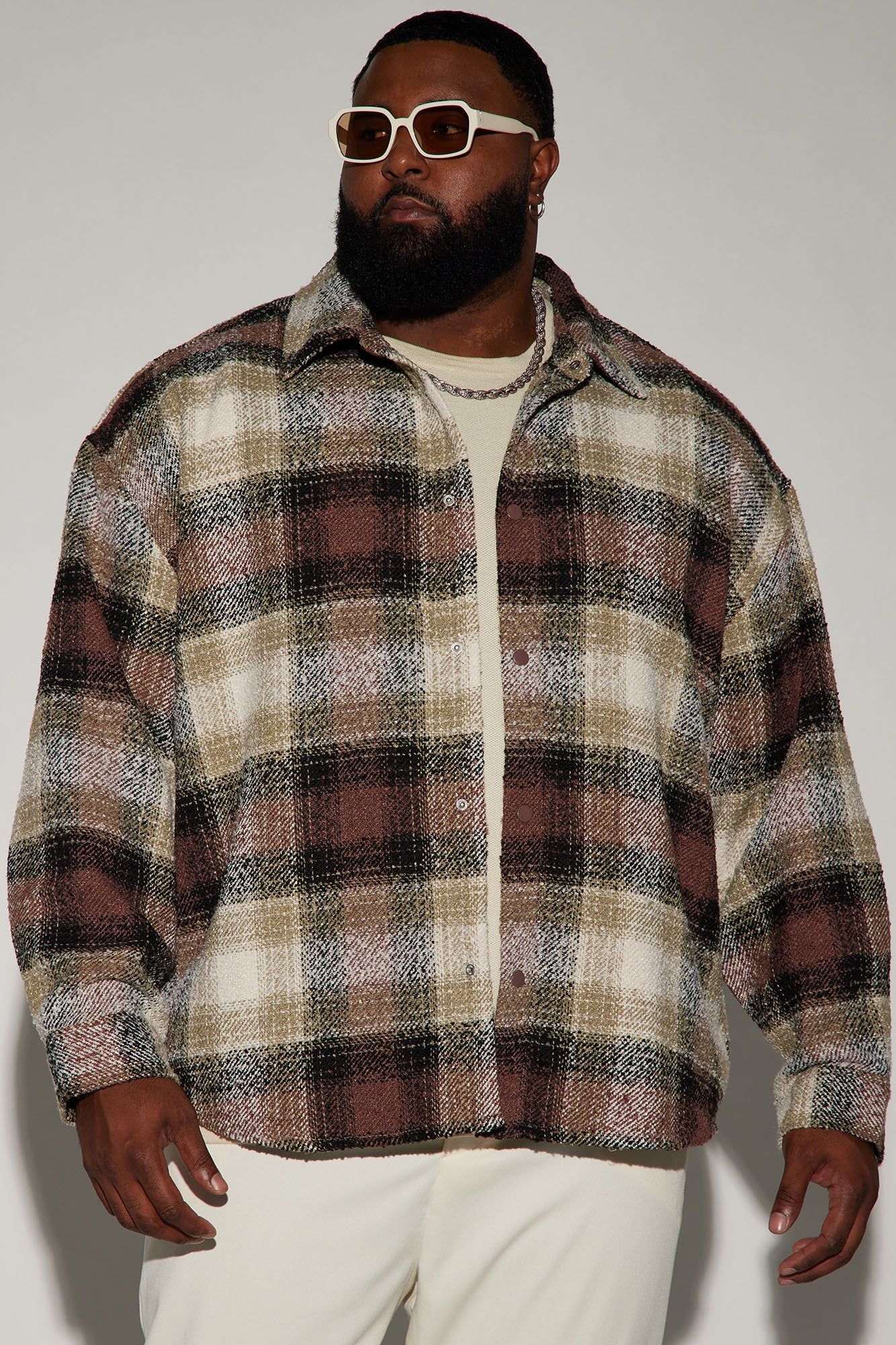 Northstar Textured Shacket - Brown/combo sold by Fashion Nova product image thumbnail 4