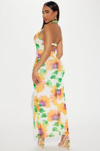 Whimsical Floral Charm Maxi Dress - Orange/combo sold by Fashion Nova