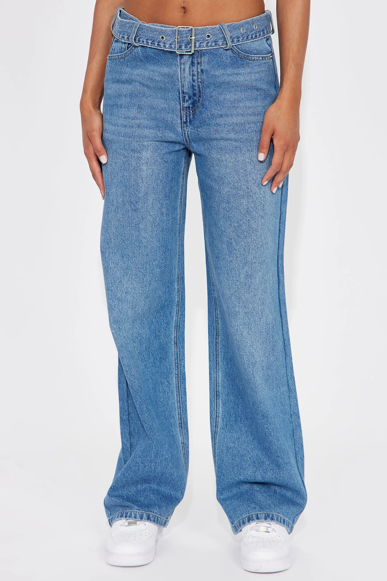Know You Better Belted Straight Leg Jeans - Medium Wash sold by Fashion Nova product image thumbnail 2