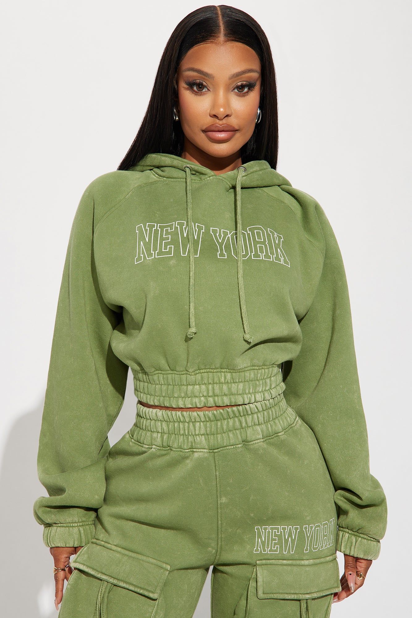 New York Vibes Washed Hoodie - Green/combo sold by Fashion Nova