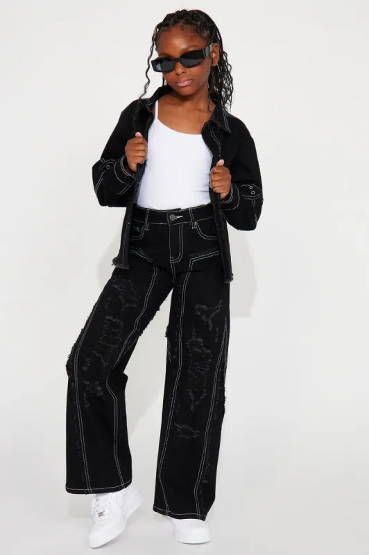 Mini Jackie Has It all Denim Jacket - Black sold by Fashion Nova