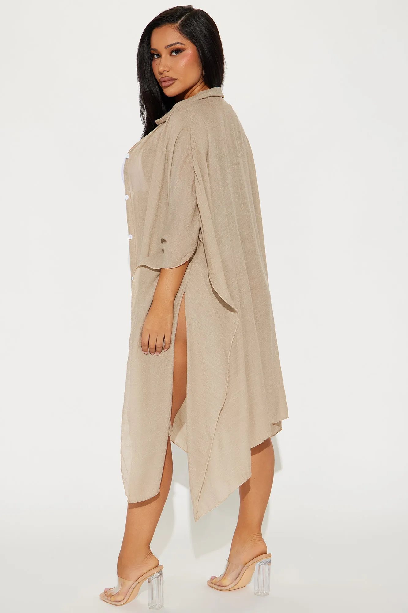 Megan Swim Cover Up Kimono - Taupe sold by Fashion Nova product image thumbnail 3