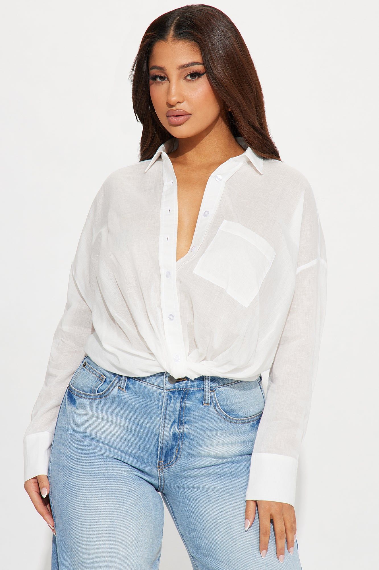 Casual Mood Shirt - White sold by Fashion Nova