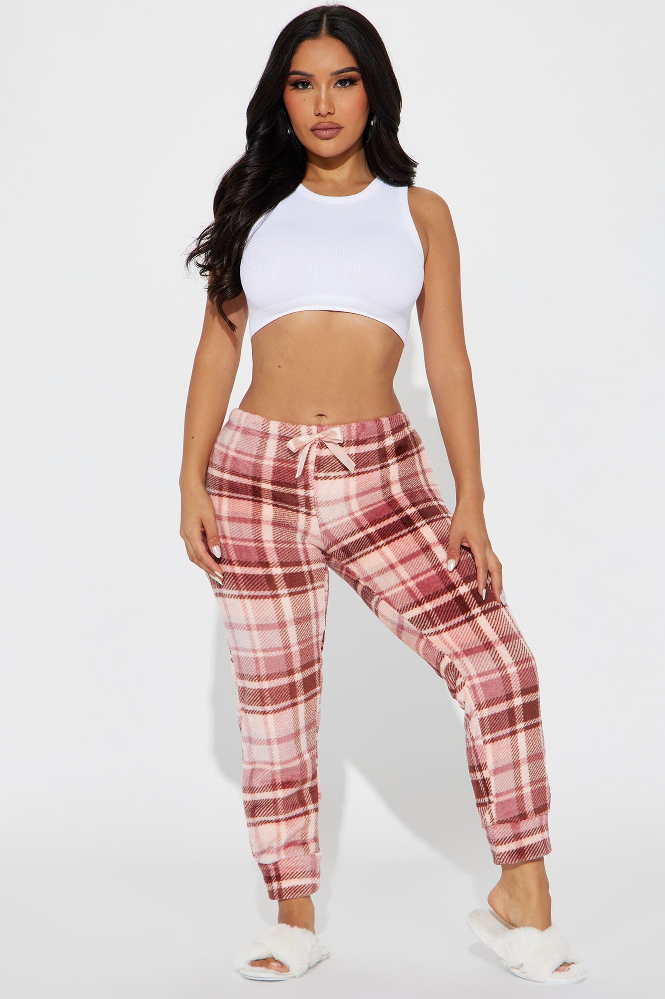 Winter's Best Plush PJ Joggers - Pink/combo sold by Fashion Nova