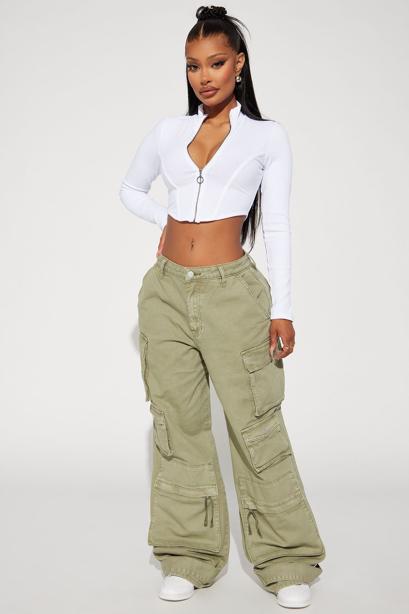Hit The Town Washed Cargo Pant - Sage sold by Fashion Nova