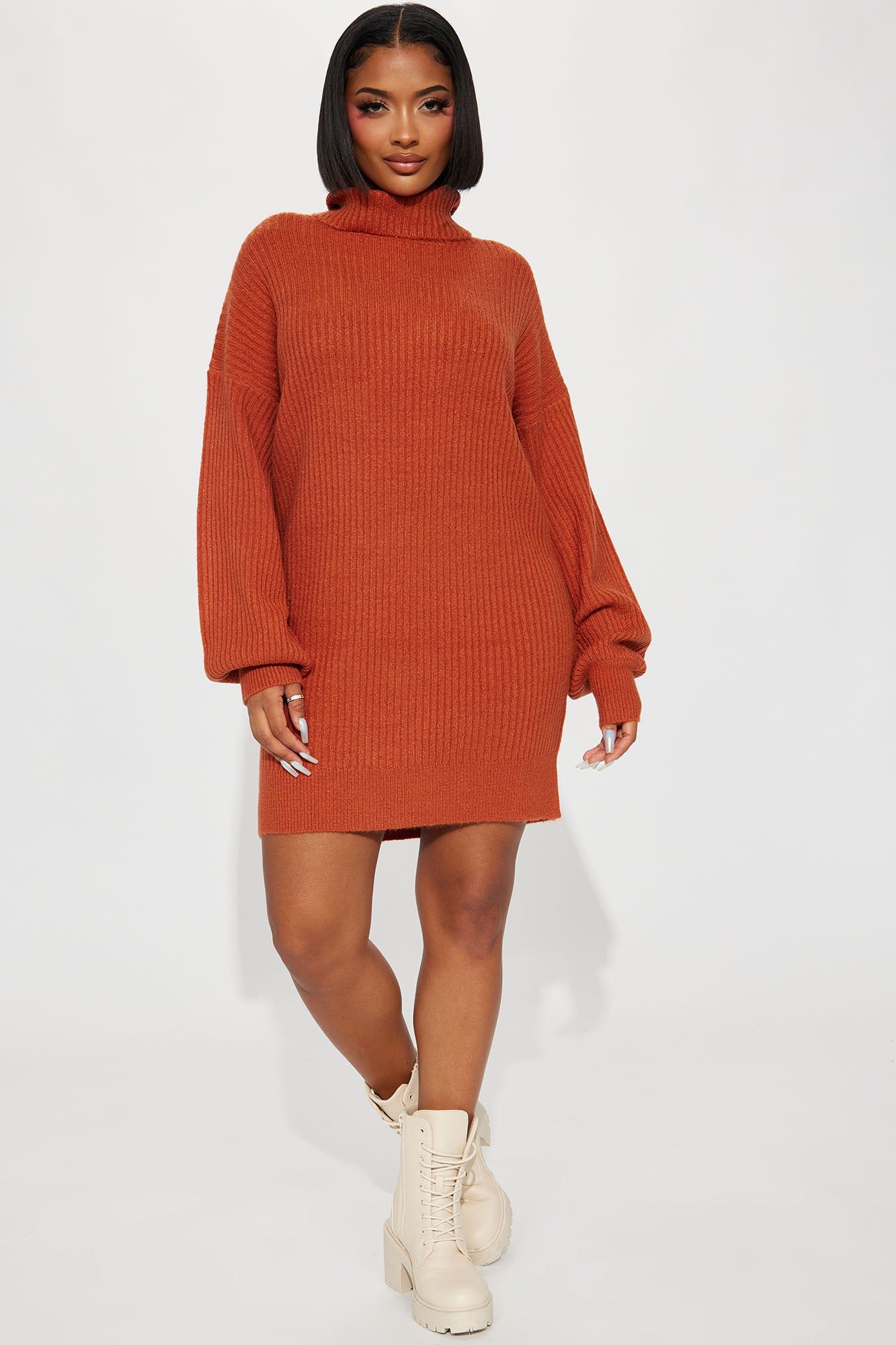 Karina Sweater Mini Dress - Rust sold by Fashion Nova product image thumbnail 2