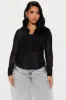 Brooke Button Up Top - Black sold by Fashion Nova
