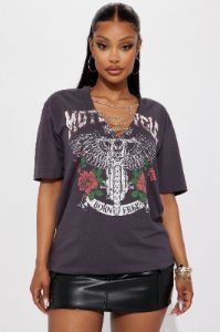Rebels Are Born Free Graphic Tee - Charcoal sold by Fashion Nova