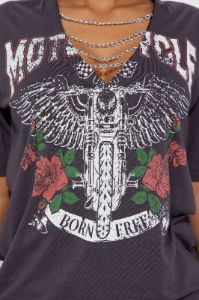 Rebels Are Born Free Graphic Tee - Charcoal sold by Fashion Nova