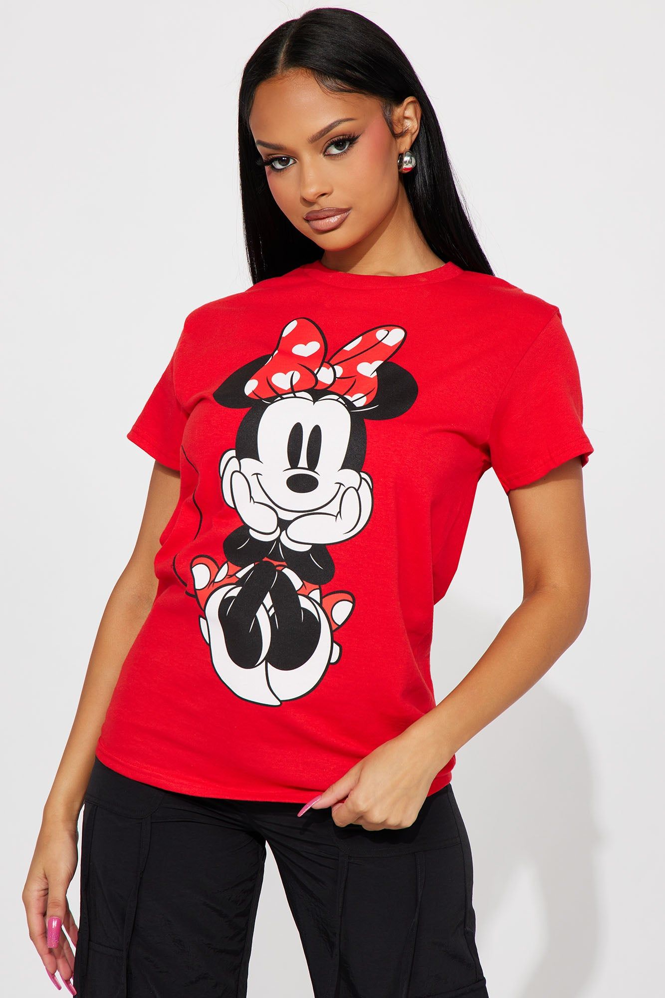 Sitting Pretty Minnie Mouse Tshirt - Red sold by Fashion Nova